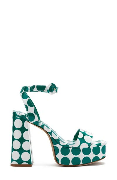 Shop Larroude Dolly Ankle Strap Platform Sandal In Green