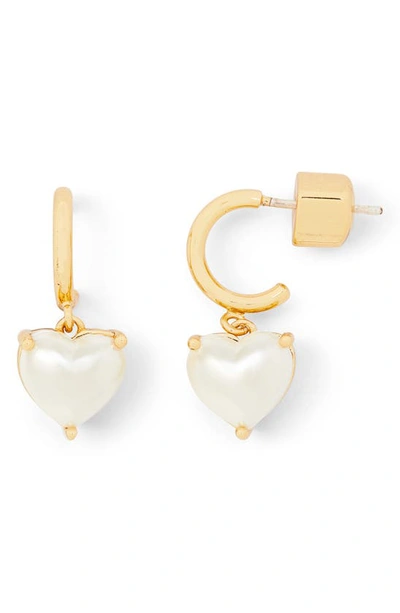 Shop Kate Spade My Love Heart Drop Huggie Hoop Earrings In Pearl