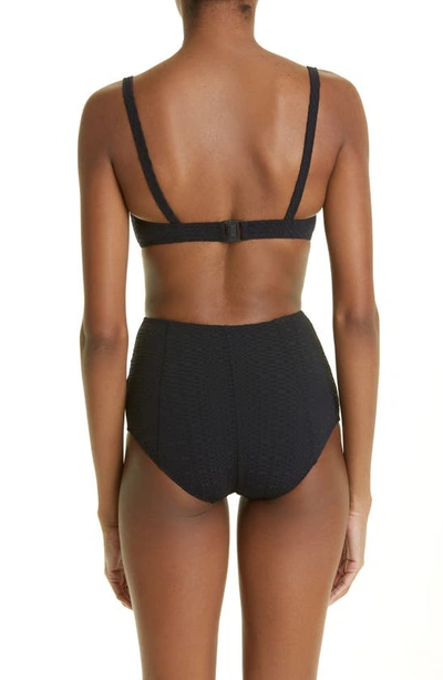 Shop Lisa Marie Fernandez Balconette High Waist Two-piece Swimsuit In Black Seersucker