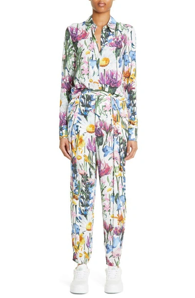 Shop Stella Mccartney Floral Print Straight Leg Pants In 8475- Multicolor