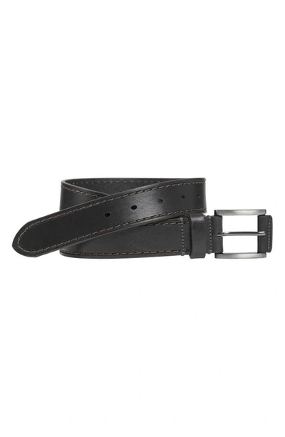 Shop Johnston & Murphy Laser Topstitched Leather Belt In Black