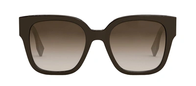 Shop Fendi Fe40063i 50f Oversized Square Sunglasses In Brown