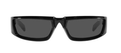 Shop Prada Pr 29ys 1ab5s0 Wrap Sunglasses In Grey