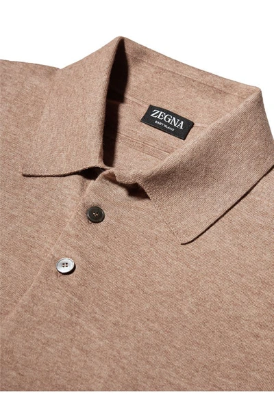 Shop Zegna Baby Island Cotton & Cashmere Polo In Oatmeal