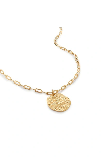 Shop Monica Vinader Goddess Coin Pendant Necklace In 18ct Gold Vermeil On Sterling