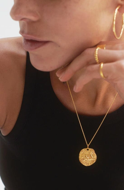 Shop Monica Vinader Goddess Coin Pendant Charm In 18ct Gold Vermeil On Sterling