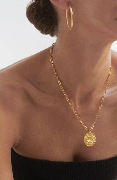Shop Monica Vinader Goddess Coin Pendant Necklace In 18ct Gold Vermeil On Sterling