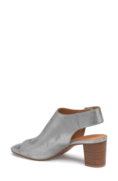 Shop Johnston & Murphy Evelyn Open Toe Sandal Bootie In Pewter Metallic Kid Suede