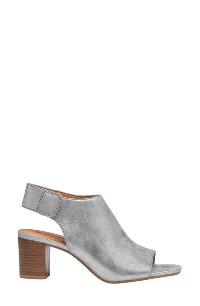 Shop Johnston & Murphy Evelyn Open Toe Sandal Bootie In Pewter Metallic Kid Suede