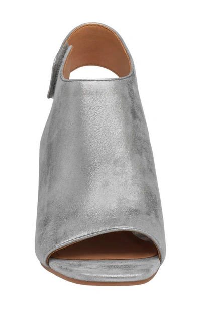 Shop Johnston & Murphy Evelyn Open Toe Sandal Bootie In Pewter Metallic Kid Suede