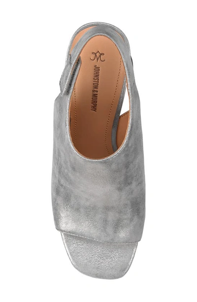 Shop Johnston & Murphy Evelyn Open Toe Sandal Bootie In Pewter Metallic Kid Suede