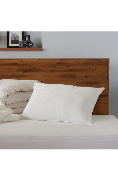 Ella Jayne Home Overstuffed Gel Filled Dobby Windowpane Side/back Sleeper Cotton Pillow In White