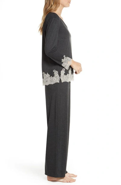 Shop Natori Luxe Shangri-la Pajamas In Aco Anthracite