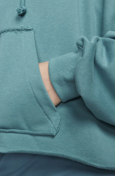 Shop Nike Everyday Crop Cotton Blend Hoodie In Mineral Teal/ Light Silver