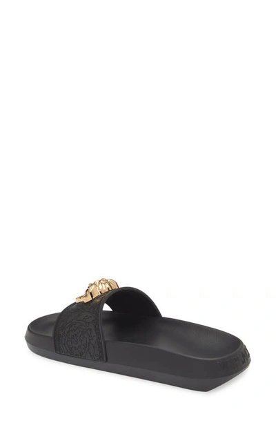Versace Medusa Head Plaque Slides In Black