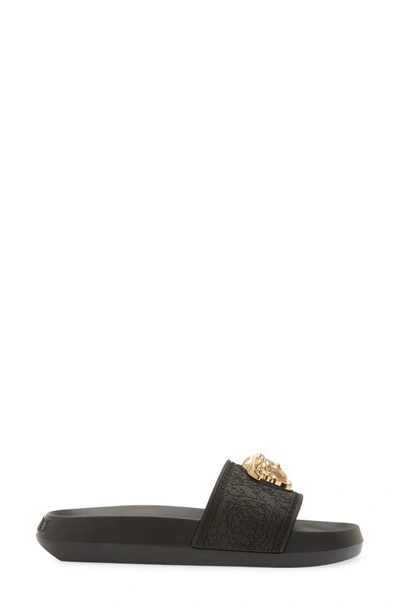 Versace Medusa Head Plaque Slides In Black