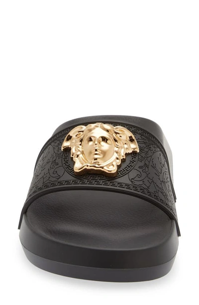 Versace Medusa Head Plaque Slides In Black