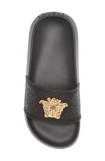Versace Medusa Head Plaque Slides In Black