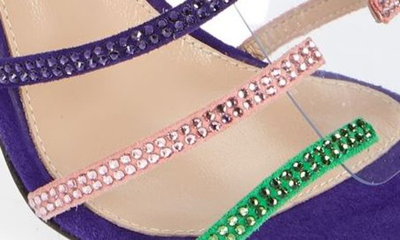 Shop Gianvito Rossi Crystal Embellished Sandal In Green/ Camellia/ Indigo