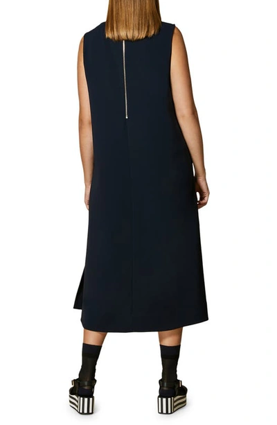 Marina Rinaldi Plus Size Damina Sleeveless Crewneck Midi Dress In Dark Navy