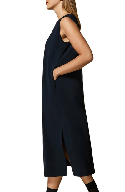 Marina Rinaldi Plus Size Damina Sleeveless Crewneck Midi Dress In Dark Navy
