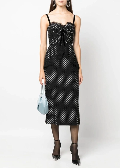 Shop Alessandra Rich Black & White Polka-dot Dress