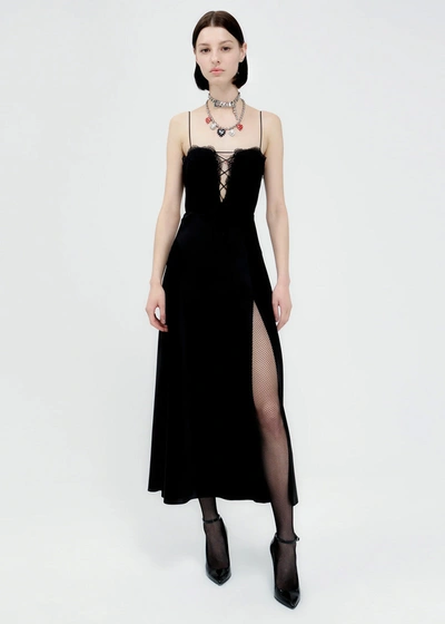 Shop Alessandra Rich Black Silk Satin Dress