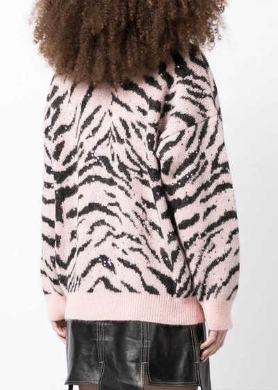 Shop Alessandra Rich Pink Zebra Pattern Cardigan