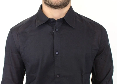 Shop Ermanno Scervino Elegant Blue Cotton Slim Casual Men's Shirt
