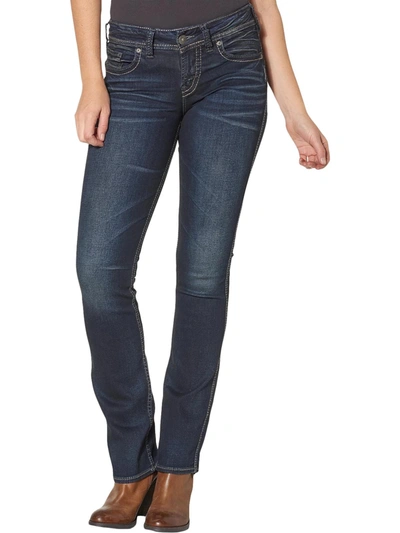 Shop Silver Jeans Co. Suki Womens Denim Relaxed Bootcut Jeans In Blue