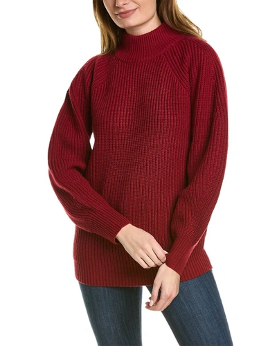 Shop Bcbgmaxazria Oversized Turtleneck Wool-blend Sweater In Red
