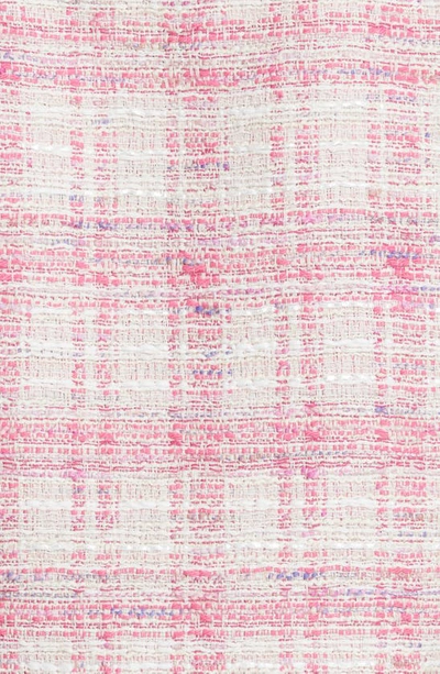 Lisa Marie Fernandez Double Breasted Puff Sleeve Tweed Blazer In Pink Tweed