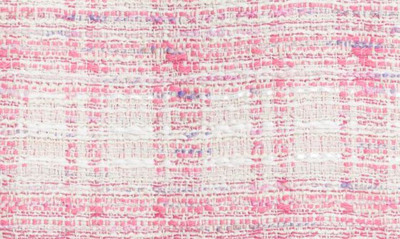 Lisa Marie Fernandez Double Breasted Puff Sleeve Tweed Blazer In Pink Tweed