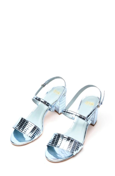 Frances Valentine Bettina Disco Block Heel Sandal In Celeste