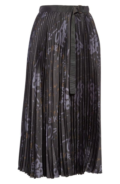 Shop Sacai X Eric Haze Pleated Midi Skirt In Black