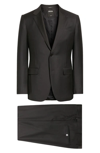 Shop Zegna Trofeo Cotton & Wool Suit In Black