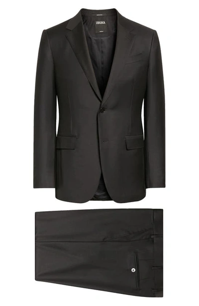 Shop Zegna Trofeo Solid Black Wool Suit