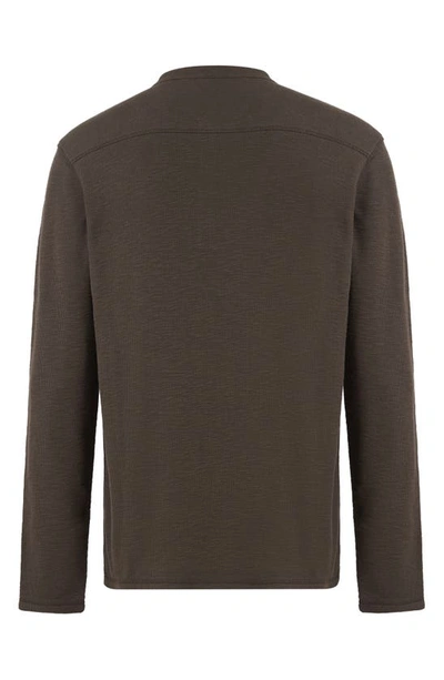 Shop Allsaints Muse Long Sleeve Thermal Henley In Khaki Brown