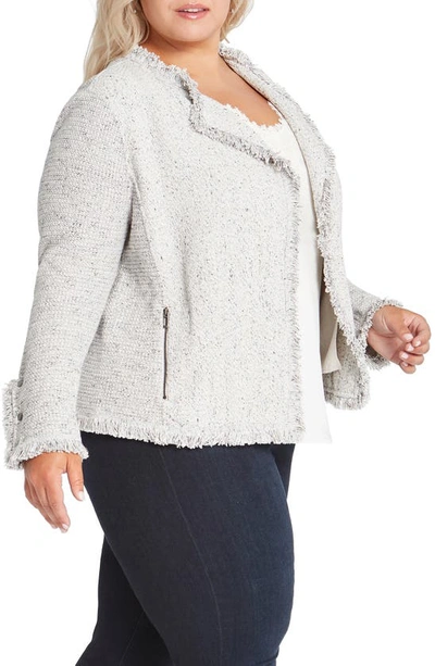 Nic + Zoe Fringe Mix Jacket In Sugar Cookie