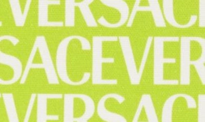 Shop Versace La Medusa Canvas Logo Tote In Acid Lime/ White/  Gold