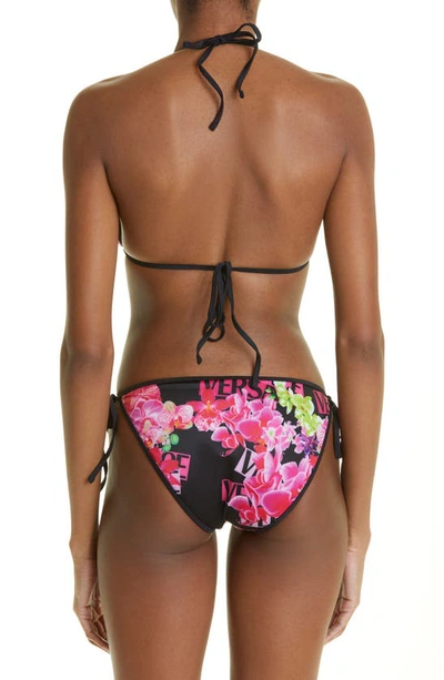 Shop Versace Orchid Print Bikini Bottoms In Rosa