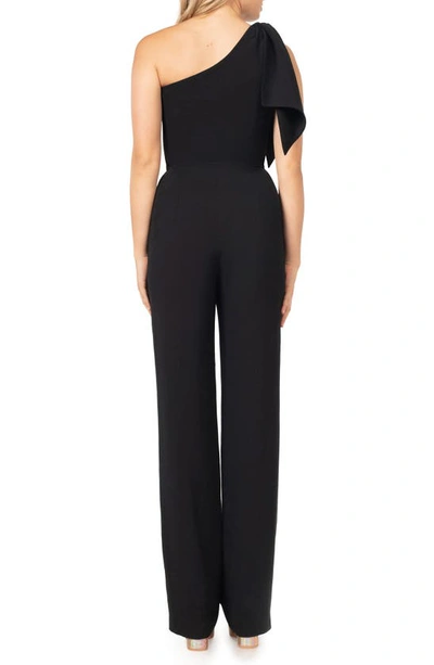 Dress The Population Tiffany One-shoulder Jumpsuit In Black
