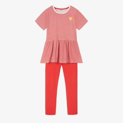 Shop Childrensalon Essentials Girls Red Stripe Organic Leggings Set