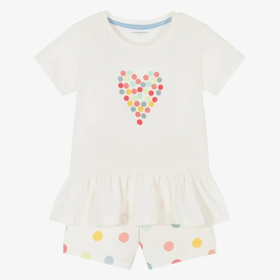 Shop Childrensalon Essentials Girls Ivory Organic Polka Dot Shorts Set