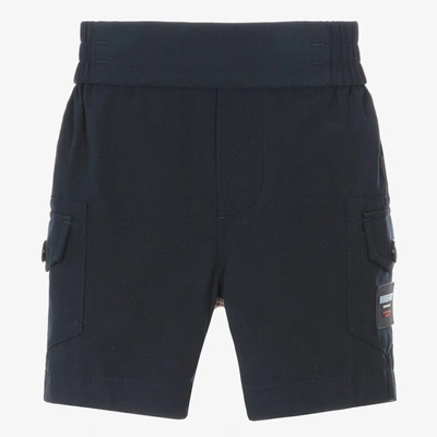 Shop Burberry Baby Boys Navy Blue Pocket Shorts
