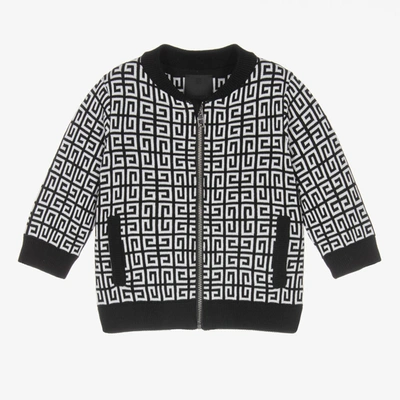 Shop Givenchy Baby Boys 4g Jacquard Knit Zip-up Top In Black