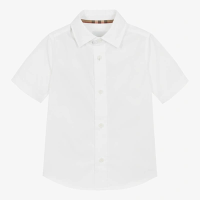 Shop Burberry Boys White Cotton Logo Shirt