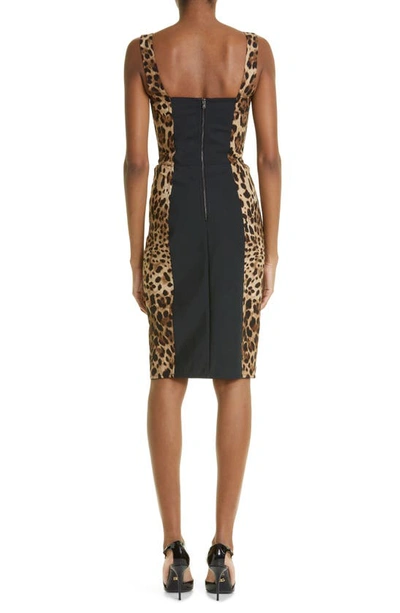 Dolce & Gabbana Leopard-print Cady Corset-style Midi Dress In Light Brown