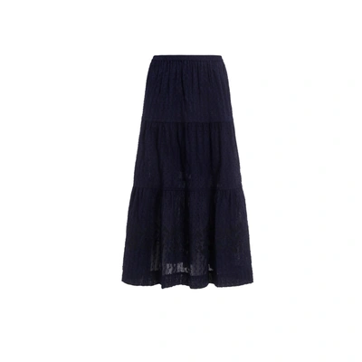 Shop Chloé Cotton Midi Skirt In Blue