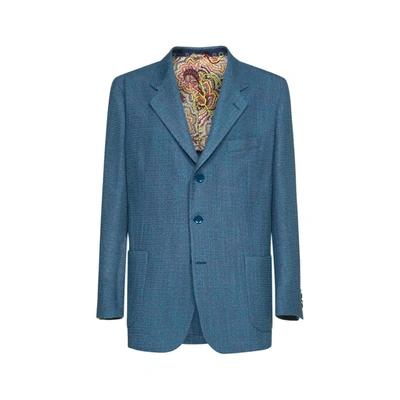 Shop Etro Blazer Jacket In Blue
